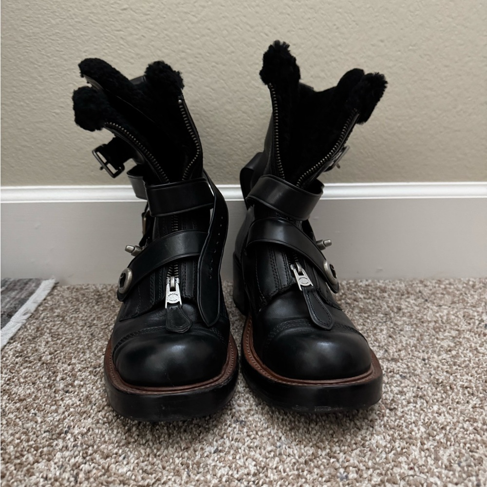 Nomad Black Leather Boots with Buckle